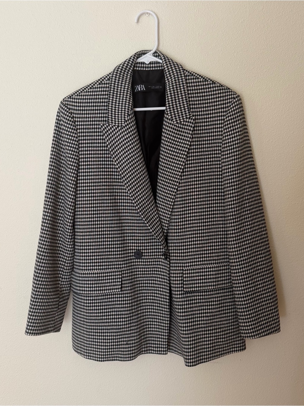 Zara Black & White Houndstooth Oversized Blazer Size S